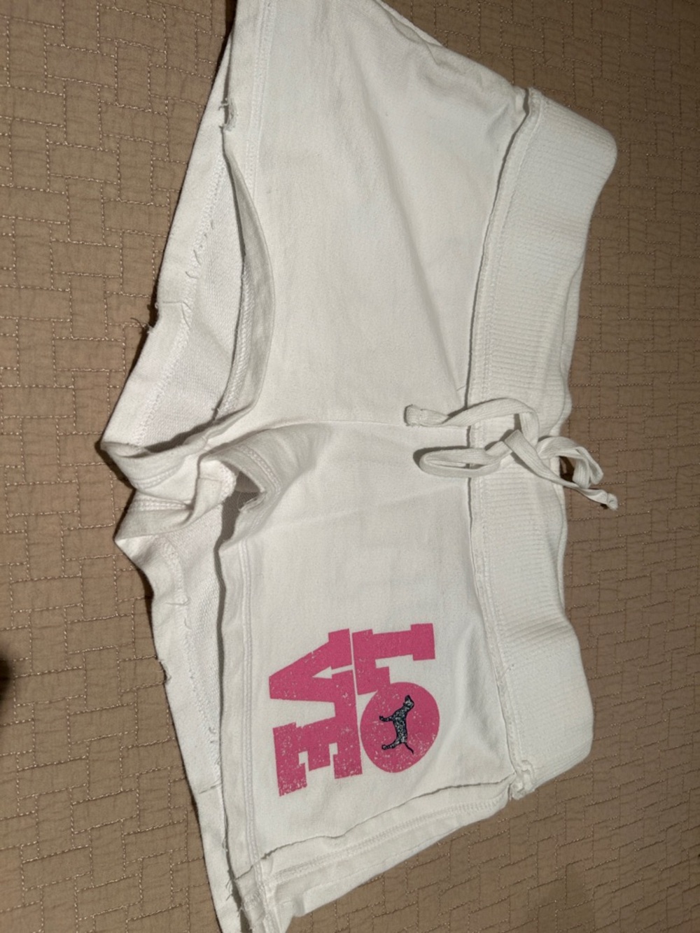 PINK White Drawstring Lounge Shorts with Pink Graphic